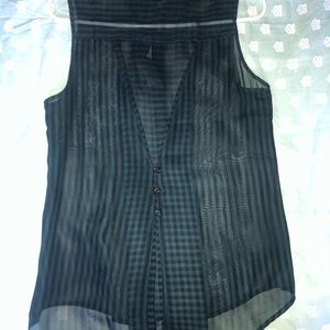 Black and blue stripe sleeveless top